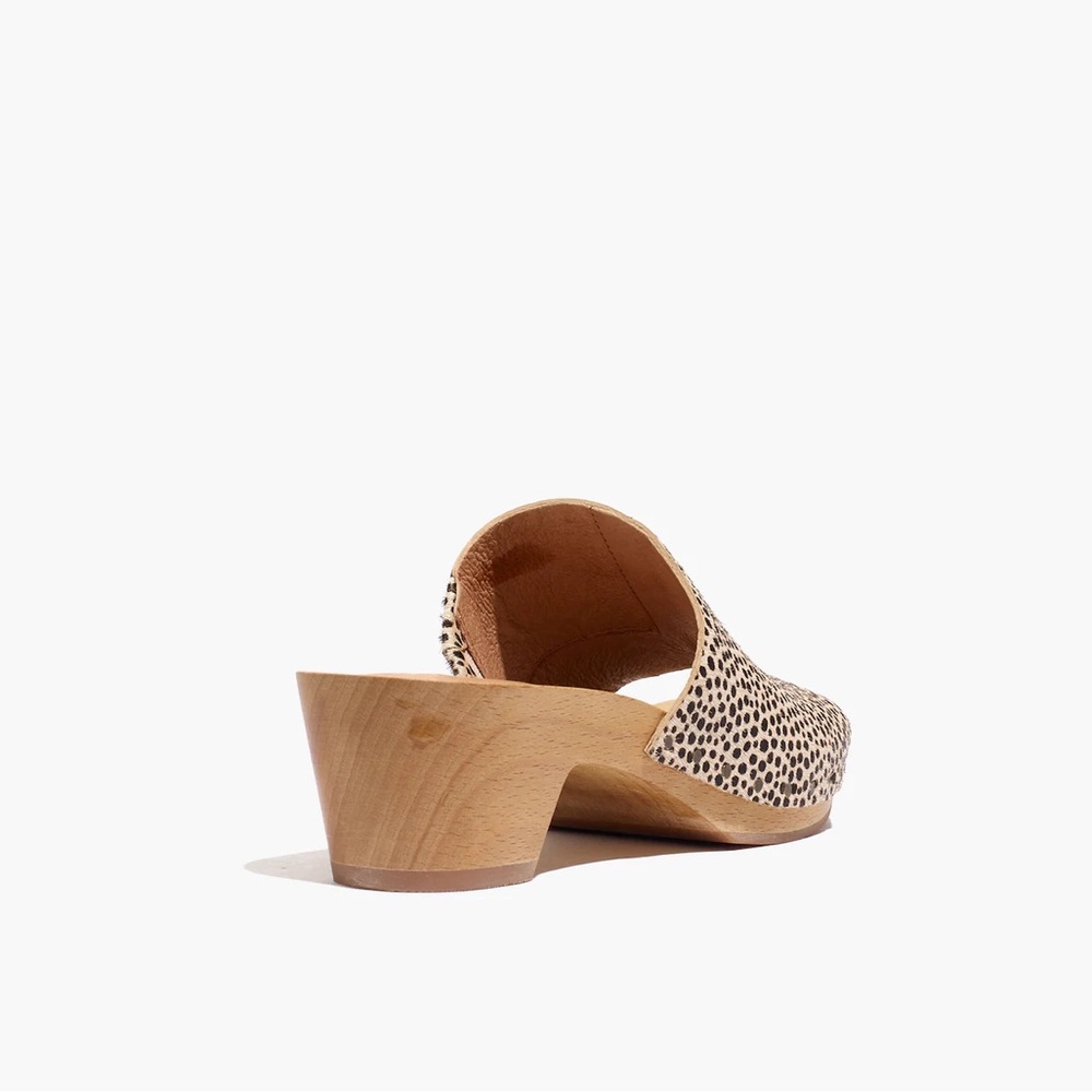 Madewell The Evelyn Slide Clog in Spotted Calf Hair in Dried Flax Multi - Picture 3 of 3